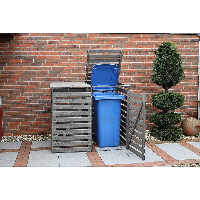Promadino Mülltonnenbox Vario V (Holz, Grau, Geeignet für: 2 Mülltonnen) | BAUHAUS