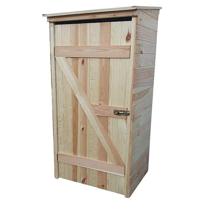 Promadino Geräteschrank Speyer - Holz, Natur - Holzschrank mit Tür und Riegel. Der Holzschrank ist robust und bietet Stauraum für den Außenbereich oder Garten.