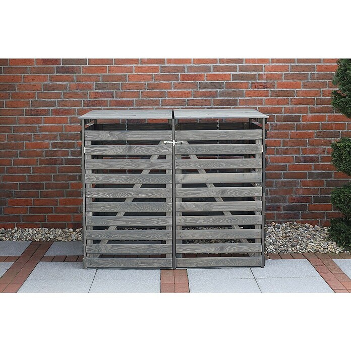 Promadino Mülltonnenbox Vario V (Holz, Grau, Geeignet für: 2 Mülltonnen) | BAUHAUS