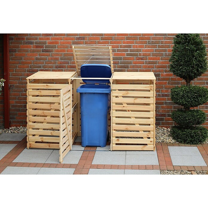 Promadino Mülltonnenbox Vario V (Holz, Natur, Geeignet für: 3 Mülltonnen) | BAUHAUS