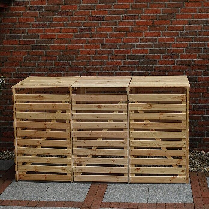 Promadino Mülltonnenbox Vario V (Holz, Natur, Geeignet für: 3 Mülltonnen) | BAUHAUS