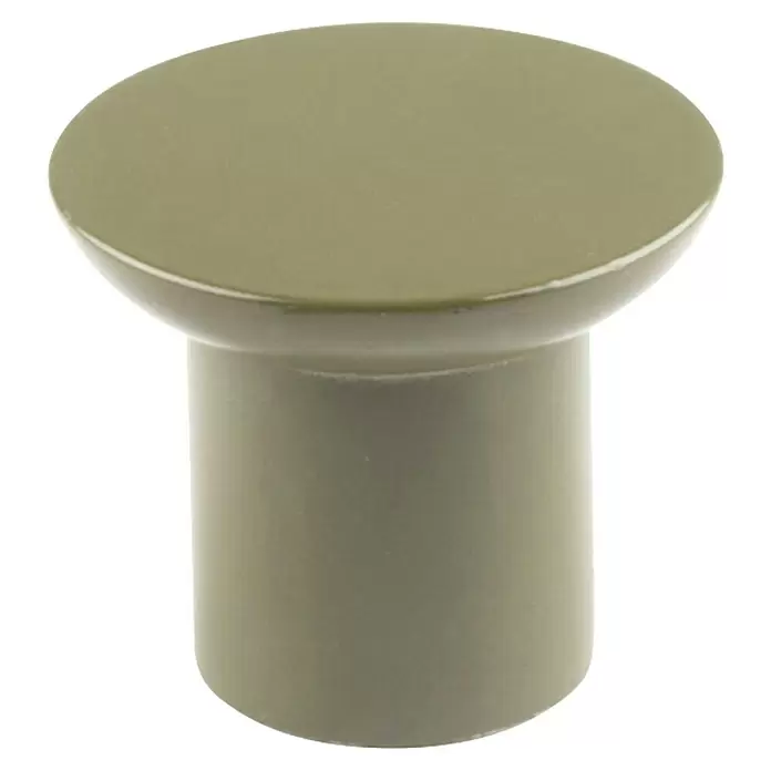 Rei Garderobenhaken C8719 - L x B x H: 25 x 30 x 30 mm, Edelstahl, Olive - Olivgrüner runder Knopf mit flacher Oberseite und zylindrischem Sockel.