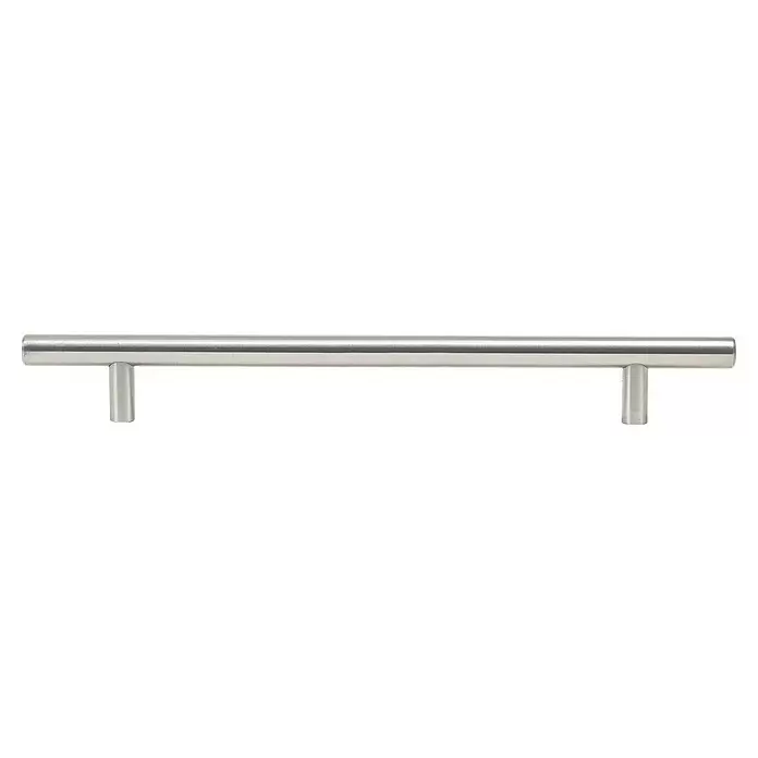 Rei Tirador para muebles - Distancia entre orificios: 160 mm, Acero, Acero inoxidable, Redonda, L x An x Al: 220 x 12 x 32 mm - Tirador de barra de níquel cepillado para armarios.