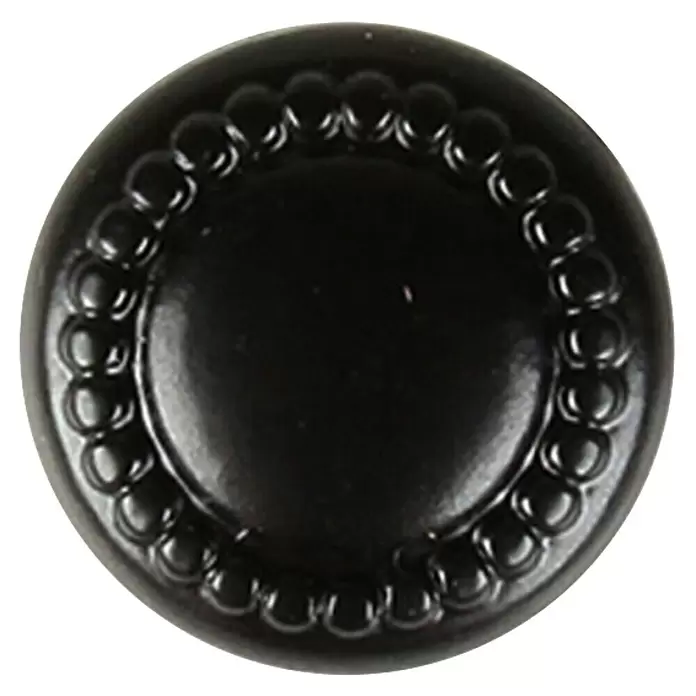 Rei Pomo para muebles - Ø x Al: 19 x 21 mm, Tipo de tirador del mueble: Botón, Negro - Botón redondo negro con borde decorativo de perlas.