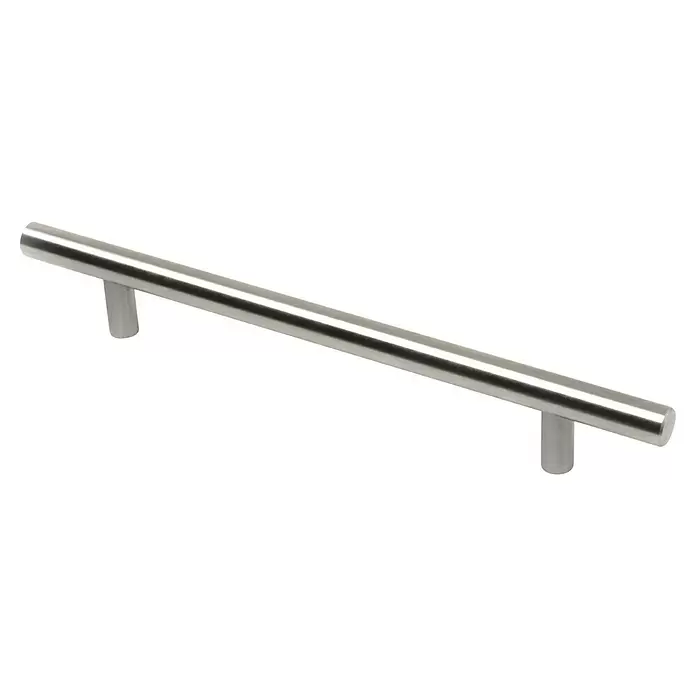 Rei Tirador para muebles - Distancia entre orificios: 160 mm, Acero, Acero inoxidable, Redonda, L x An x Al: 220 x 12 x 32 mm - Tirador de barra de acero inoxidable para armarios o cajones.