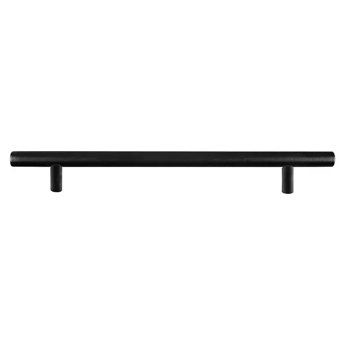 Rei Tirador para muebles - Distancia entre orificios: 160 mm, Acero, Negro, Redonda, L x An x Al: 220 x 12 x 32 mm - Tirador de barra negro mate para muebles.