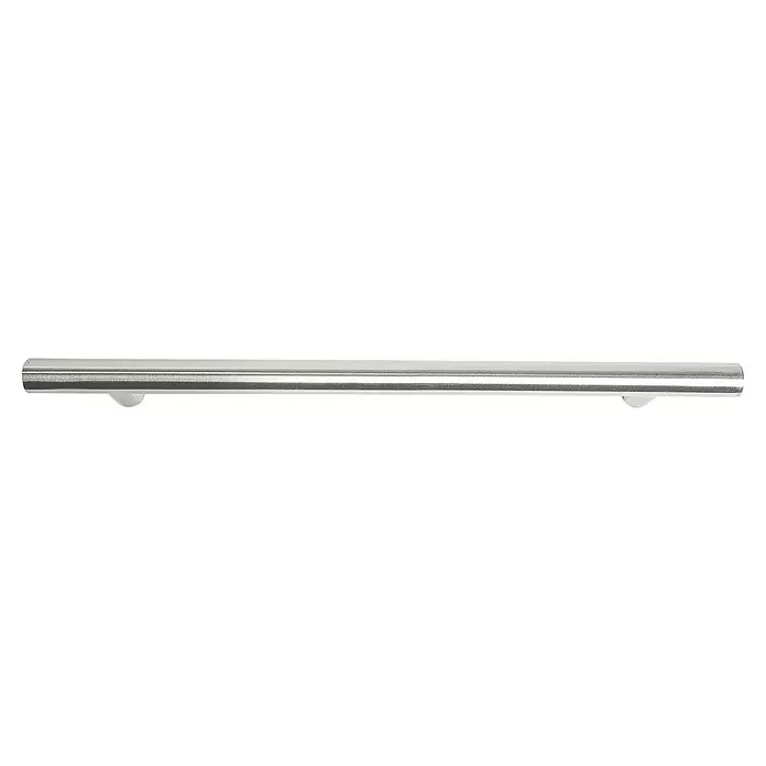 Rei Tirador para muebles - Distancia entre orificios: 160 mm, Acero, Acero inoxidable, Redonda, L x An x Al: 220 x 12 x 32 mm - Tirador de barra metálica plateada con dos soportes.