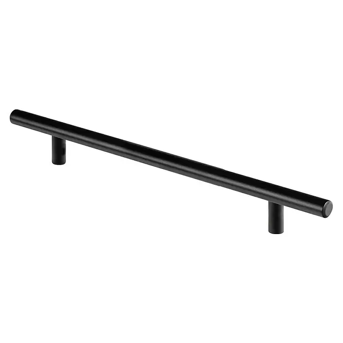 Rei Tirador para muebles - Distancia entre orificios: 160 mm, Acero, Negro, Redonda, L x An x Al: 220 x 12 x 32 mm - Tirador de barra cilíndrico negro mate con dos soportes.