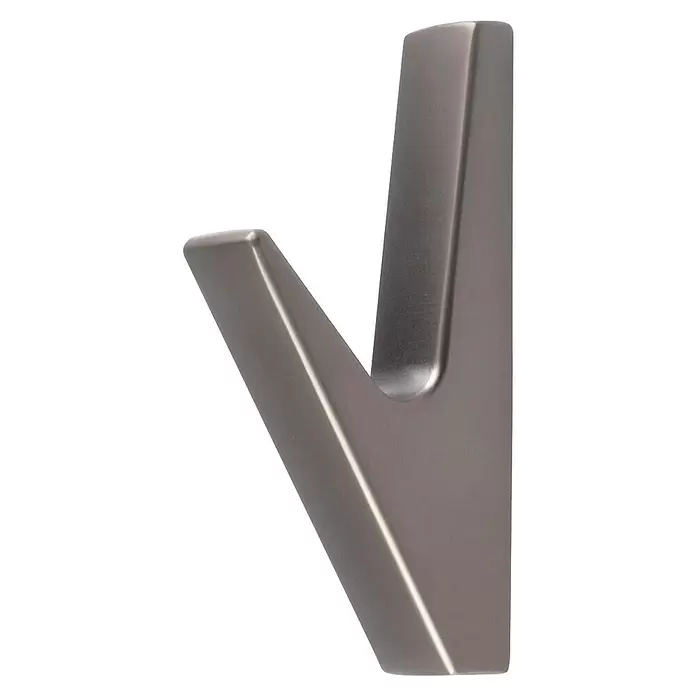 Rei Garderobenhaken - L x B x H: 40 x 14 x 78 mm, Zinkdruckguss, Silber, 1 Stk. - Moderner, gebürsteter silberner Doppelkleiderhaken.