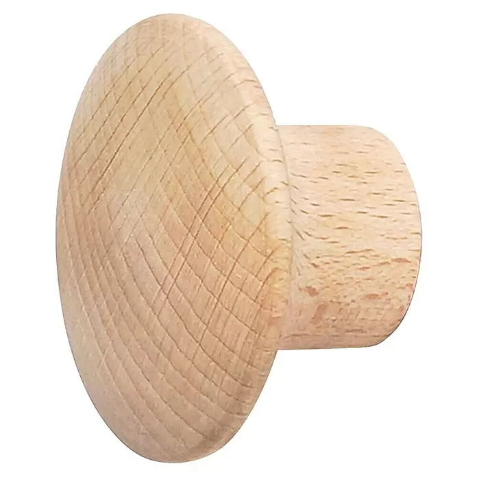 Rei Garderobenhaken 268 - L x B x H: 40 x 45 x 45 mm, Holz, Beige - Naturholzknauf für Schubladen oder Schränke.
