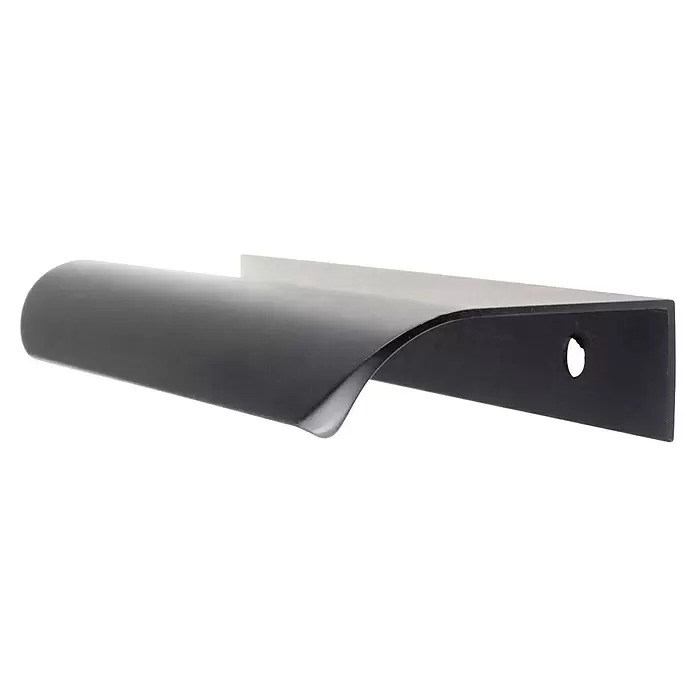 Rei Tirador para muebles - Distancia entre orificios: 96 mm, Aluminio, Negro, L x An x Al: 120 x 18 x 40 mm - Tirador de borde curvado antracita, con diseño minimalista y orificio de montaje.