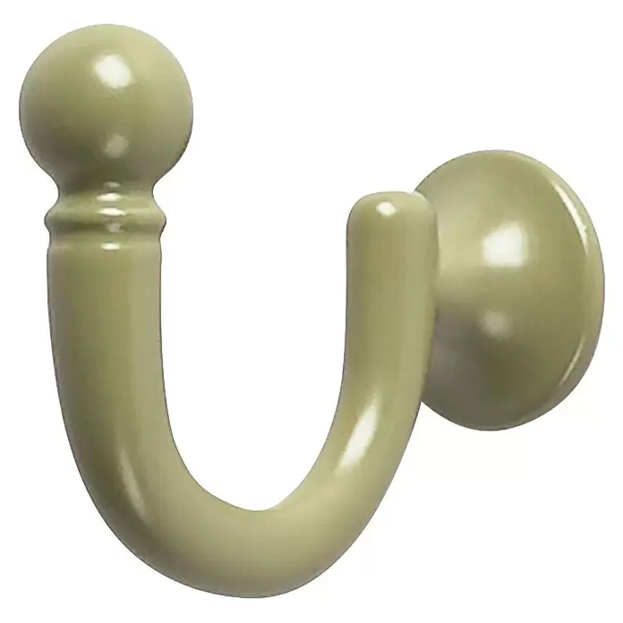 Rei Garderobenhaken C1035 - L x B x H: 42 x 22 x 51 mm, Zinkdruckguss, Grün - Glänzender hellgrüner U-förmiger Wandhaken mit runder Abschlusskugel und runder Basis.