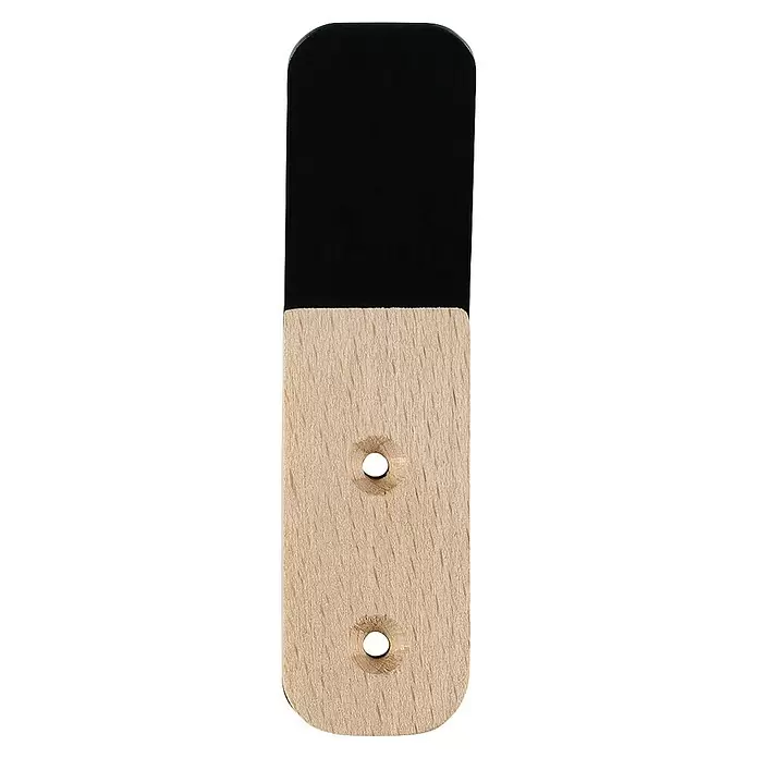 Rei Garderobenhaken C8708 - L x B x H: 26 x 25 x 92 mm, Stahl, Schwarz - Holzgriff mit schwarzem Oberteil und zwei Befestigungslöchern.
