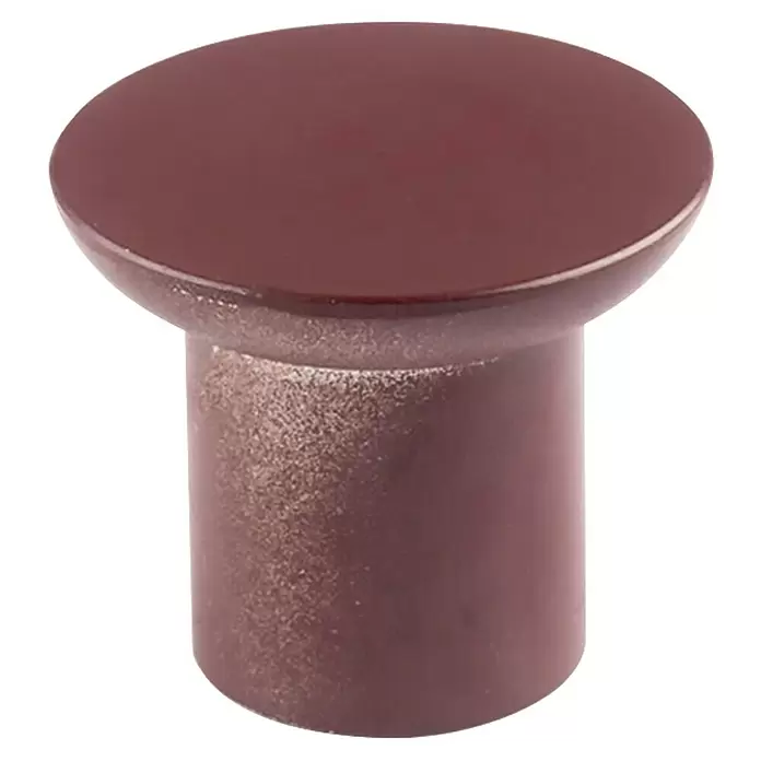 Rei Garderobenhaken C8719 - L x B x H: 25 x 30 x 30 mm, Edelstahl, Bordeaux - Dunkelbrauner zylindrischer Möbelknopf mit glatter Oberseite und strukturierter Basis.