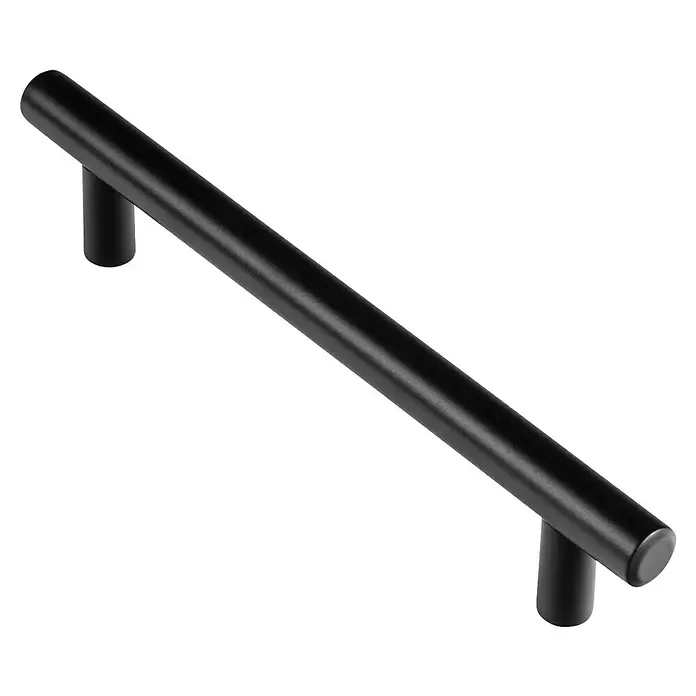 Rei Möbelgriff - Lochabstand: 128 mm, Stahl, Schwarz, Rund, L x B x H: 168 x 12 x 32 mm - Schwarzer zylindrischer Stangengriff für Schränke.