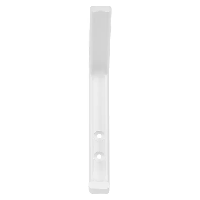 Rei Garderobenhaken C6802 - L x B x H: 74 x 20 x 175 mm, Aluminium, Weiß - Weißes, rechteckiges Gerät mit abgerundeten Enden und zwei kreisförmigen Vertiefungen.