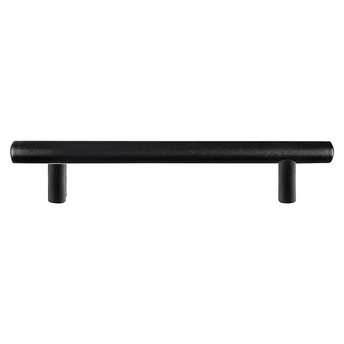Rei Tirador para muebles - Distancia entre orificios: 96 mm, Acero, Negro, Redonda, L x An x Al: 136 x 12 x 32 mm - Tirador de armario en T negro mate.
