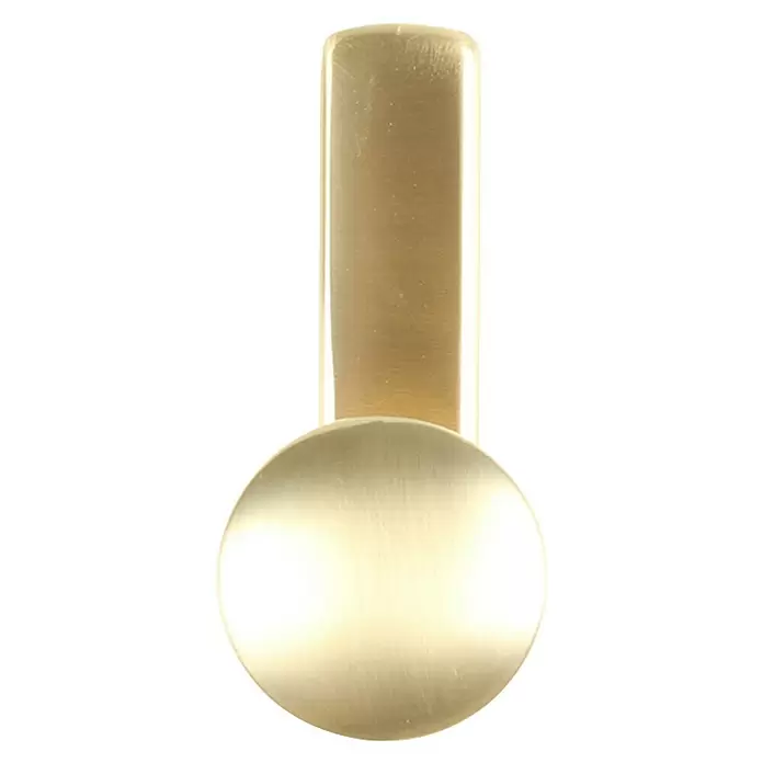 Rei Garderobenhaken C8725 - L x B x H: 47 x 27 x 65 mm, Zinkdruckguss, Gold, 1 Stk. - Gebürsteter goldfarbener Möbelknauf mit rechteckigem Stiel und runder Basis.