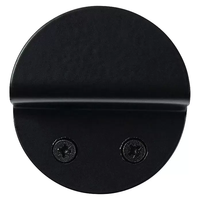 Rei Garderobenhaken C8712 - L x B x H: 32 x 60 x 64 mm, Stahl, Schwarz - Runde schwarze Metallplatte mit gebogenem Rand und zwei schwarzen Torx-Schrauben.