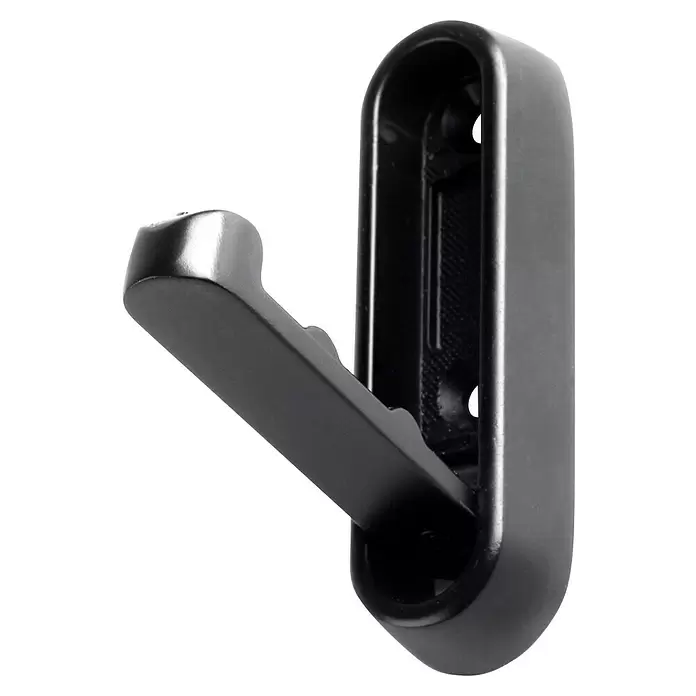 Rei Garderobenhaken C8726 - L x B x H: 12 x 23 x 72 mm, Zinkdruckguss, Schwarz - Schwarzer, möglicherweise metallener, klappbarer Wandhaken, teilweise ausgeklappt, ideal für platzsparende Organisation.
