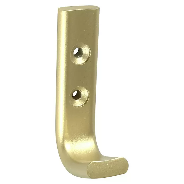 Rei Garderobenhaken C6801 - L x B x H: 42 x 20 x 73 mm, Aluminium, Gold - Garderobenhaken aus satiniertem Messing mit zwei Befestigungslöchern.