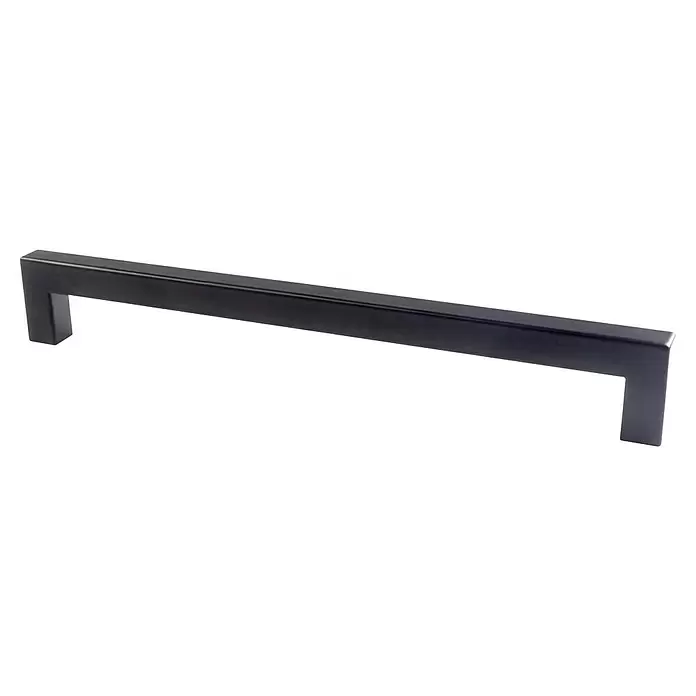 Rei Möbelgriff - L x B x H: 205 x 12 x 32 mm, Lochabstand: 192 mm, Stahl, Edelstahl - Moderner, mattschwarzer, rechteckiger Schrankgriff.
