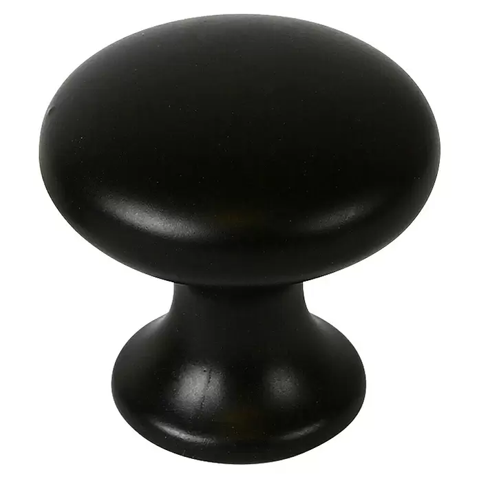 Rei Pomo para muebles - Diámetro: 25 mm, Negro - Pomo de mueble negro mate con diseño redondeado en forma de hongo.