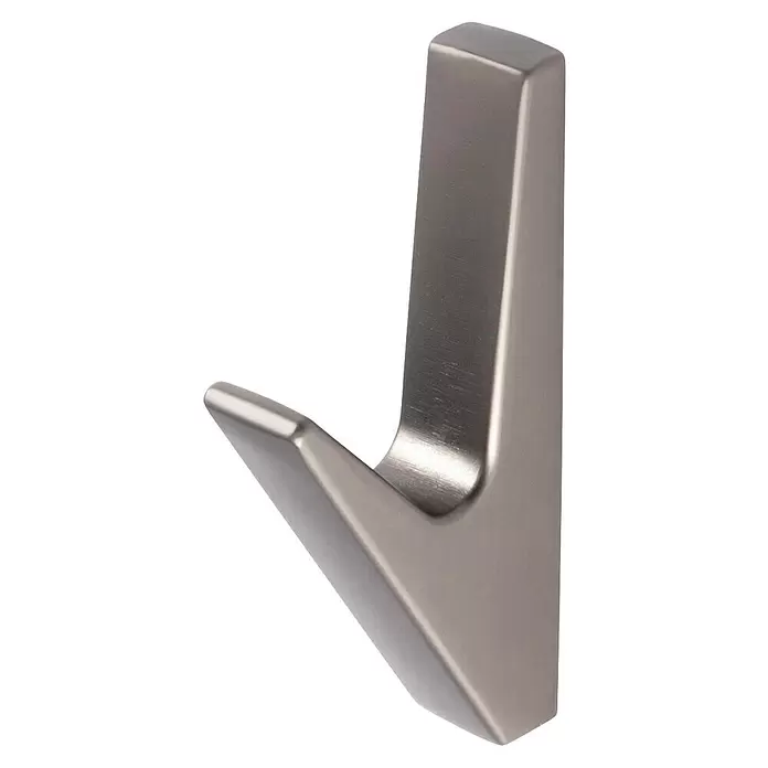 Rei Garderobenhaken - L x B x H: 40 x 14 x 78 mm, Zinkdruckguss, Silber, 1 Stk. - Gebürsteter moderner Wandhaken aus Metall.