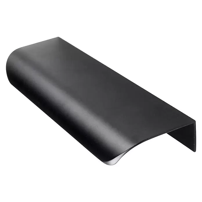 Rei Tirador para muebles - Distancia entre orificios: 96 mm, Aluminio, Negro, L x An x Al: 120 x 18 x 40 mm - Tirador de perfil negro mate con la parte superior redondeada y perfil en forma de L.