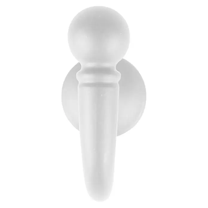 Rei Garderobenhaken C1035 - L x B x H: 42 x 22 x 51 mm, Zinkdruckguss, Weiß - Frosted weiße Wandleuchte mit kugelförmigem Kopf und zylindrischem Körper auf einer runden Grundplatte.