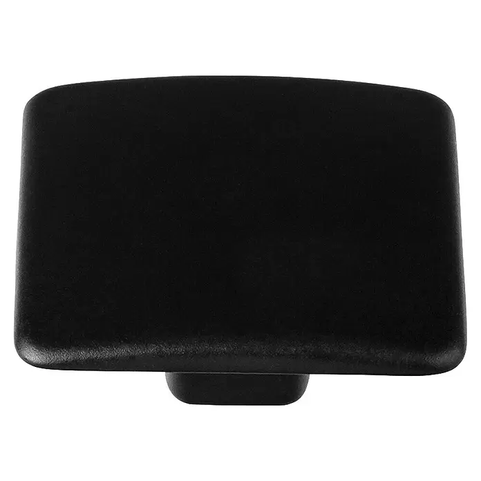 Rei Möbelknopf - Durchmesser: 37 mm, Sonstige, Schwarz - Schwarze, matte, abgerundete rechteckige Kunststoffabdeckung mit kleinem Sockel.