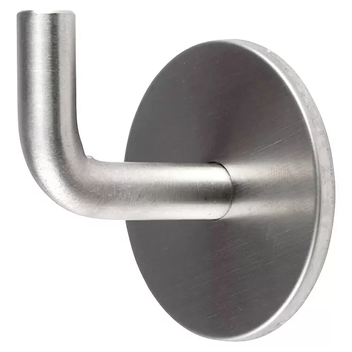 Rei Garderobenhaken C8740 - L x B x H: 47 x 53 x 59 mm, Edelstahl, Silber - Haken aus gebürstetem Edelstahl mit runder Montageplatte und gebogenem Arm.