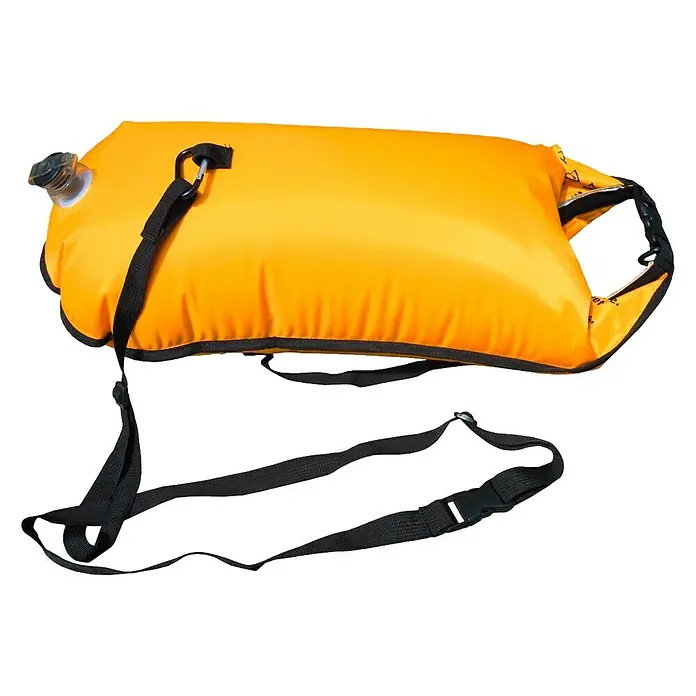 Navyline Wasserdichte Tasche - Innenmaß: 34 x 67 cm, Kunststoff - Schwimmboje in Orange mit schwarzem Gurt. Ideal für Schwimmer, die im offenen Wasser besser sichtbar sein wollen.