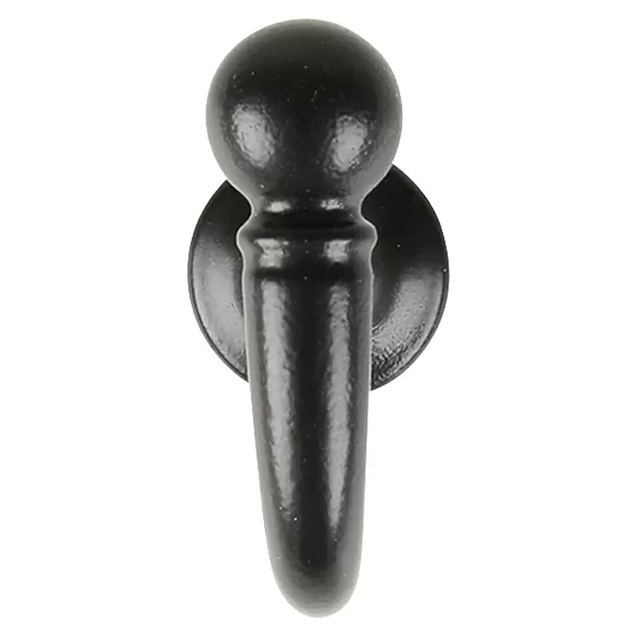 Rei Garderobenhaken C1035 - L x B x H: 42 x 22 x 51 mm, Zinkdruckguss, Schwarz - Schwarzer Metall-Wandhaken mit kugelförmigem Kopf und runder Montageplatte.
