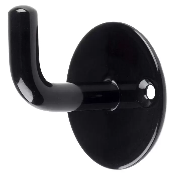 Rei Garderobenhaken C8741 - L x B x H: 44 x 52 x 60 mm, Stahl, Schwarz - Glänzender schwarzer Einzelhaken mit ovaler Montageplatte und Schraubloch.