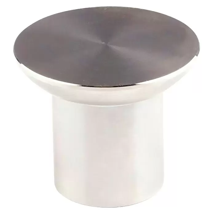 Rei Garderobenhaken C8719 - L x B x H: 25 x 30 x 30 mm, Edelstahl, Silber - Moderner silberner Möbelknauf mit flacher, gebürsteter dunkler Metallplatte.