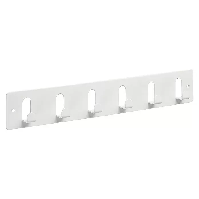 Rei Garderobenleiste C1031 - L x B x H: 21 x 300 x 50 mm, Stahl, Weiß - Weiße Metall-Hakenleiste mit sechs Haken.