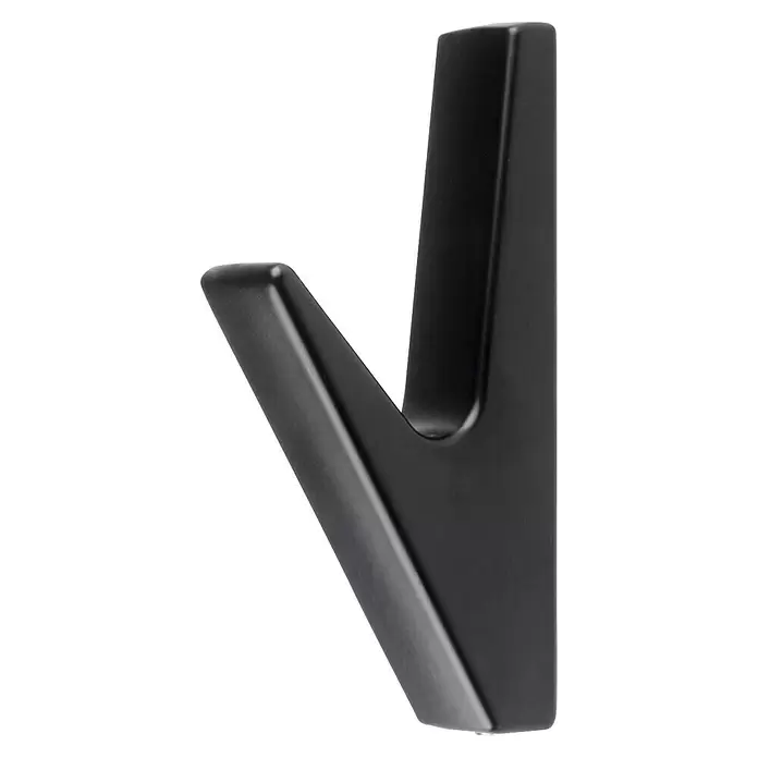 Rei Garderobenhaken C8728 - L x B x H: 40 x 14 x 78 mm, Zinkdruckguss, Schwarz, 1 Stk. - Matter schwarzer moderner Wandhaken mit schrägem, minimalistischem Design.