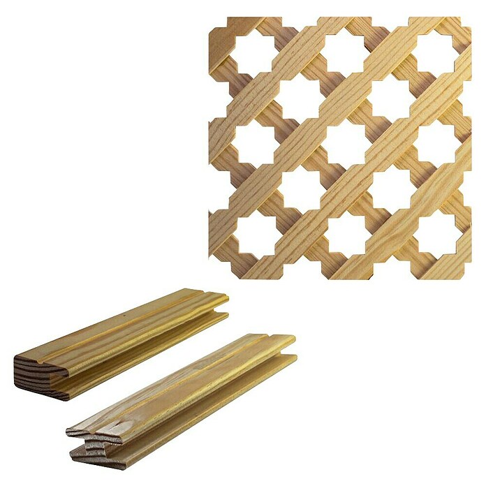 Celosía de madera D12 Estrella 2 con perfil de acabado y unión (An x Al: 85 x 107 cm, Beige) | BAUHAUS