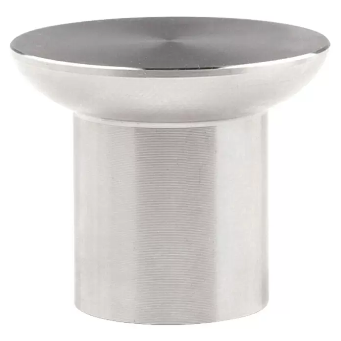 Rei Garderobenhaken C8719 - L x B x H: 25 x 30 x 30 mm, Edelstahl, Silber - Zylindrischer Möbelknauf aus gebürstetem silbernem Metall mit flacher Oberseite.