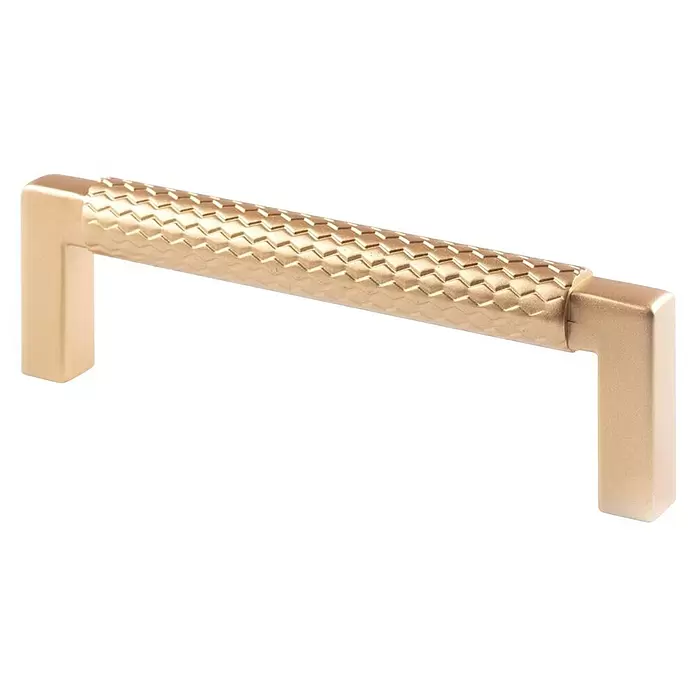 Rei Möbelgriff - Lochabstand: 96 mm, Aluminium, Gold, L x B x H: 105 x 12 x 32 mm - Goldfarbener, rechteckiger Möbelgriff mit strukturierter Oberfläche.