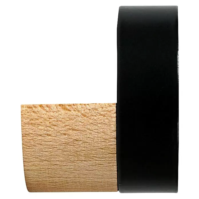 Rei Garderobenhaken C8704 - L x B x H: 40 x 50 x 50 mm, Holz, Schwarz - L-förmiges Stück aus hellem Holz und einer schwarzen Komponente.
