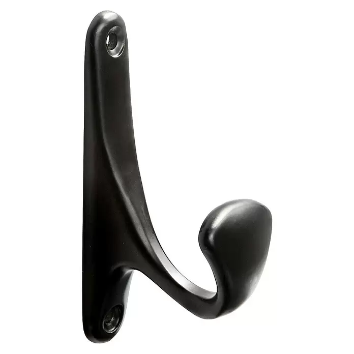 Rei Garderobenhaken - L x B x H: 89 x 29 x 47 mm, Metall, Schwarz - Schwarzer, moderner Wandhaken mit zwei Schraubenlöchern.