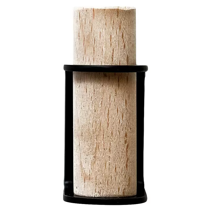 Rei Garderobenhaken C8710 - L x B x H: 55 x 28 x 66 mm, Holz, Schwarz - Heller Holzzylinder in einem schwarzen Metallhalter.