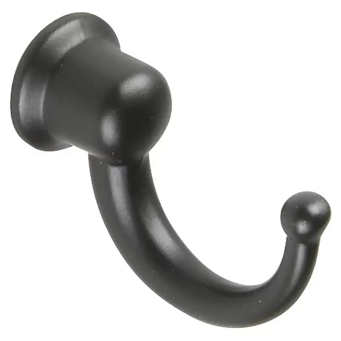 Rei Garderobenhaken C1034 - L x B x H: 29 x 12 x 20 mm, Zinkdruckguss, Schwarz - Dunkler Metall-Einzelhaken mit abgerundeter Basis.