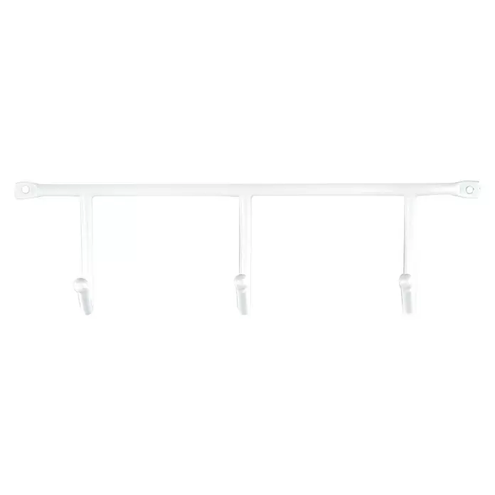 Rei Garderobenleiste 150 - L x B x H: 41 x 205 x 54 mm, Stahl, Weiß, Anzahl Haken: 3 Stk. - Weiße Wandgarderobe mit drei Haken zum Aufhängen.