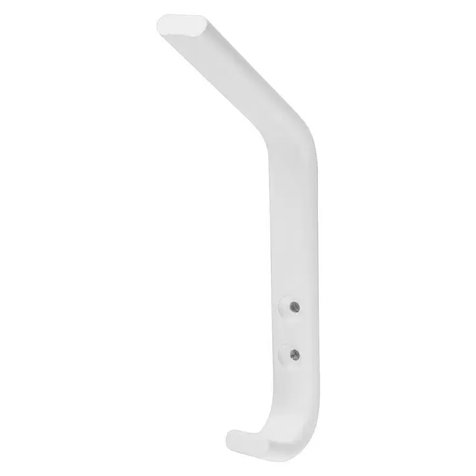 Rei Garderobenhaken C6802 - L x B x H: 74 x 20 x 175 mm, Aluminium, Weiß - Weißer gebogener Wandhaken mit zwei Befestigungslöchern.