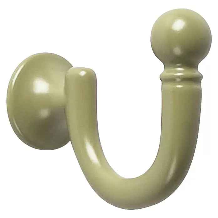 Rei Garderobenhaken C1035 - L x B x H: 42 x 22 x 51 mm, Zinkdruckguss, Grün - Hellgrüner U-förmiger Raffhaken für Vorhänge mit runder Basis und Kugelende.
