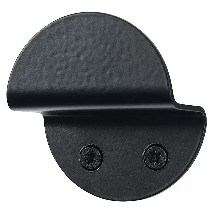 Rei Garderobenhaken C8712 - L x B x H: 32 x 60 x 64 mm, Stahl, Schwarz - Schwarze, texturierte Metall-Montageplatte mit zwei Sternschrauben.