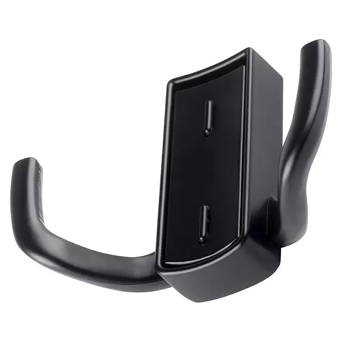 Rei Garderobenhaken C8730 - L x B x H: 28 x 76 x 54 mm, Zinkdruckguss, Schwarz - Schwarzer Metall-Doppelhaken zur Wandmontage.